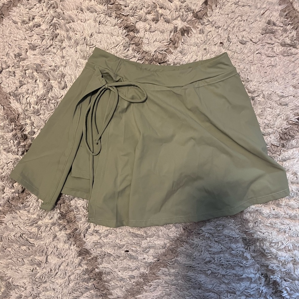 Olive Green Wrap workout / spandex Skort